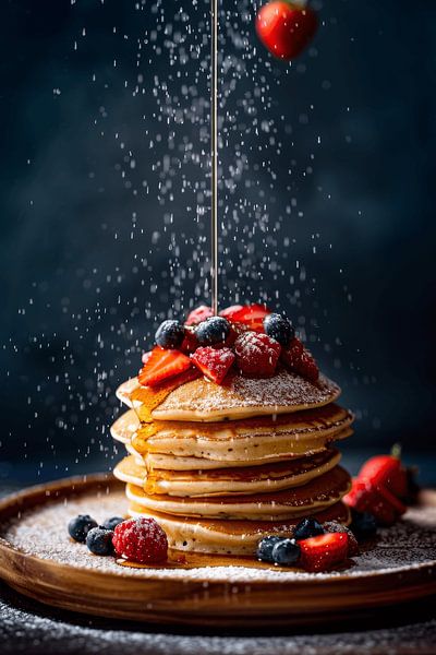 Pancakes mit Beeren und Sirup