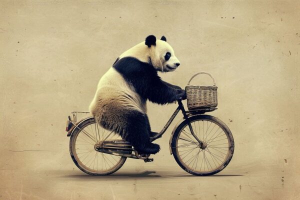 Panda auf Fahrrad