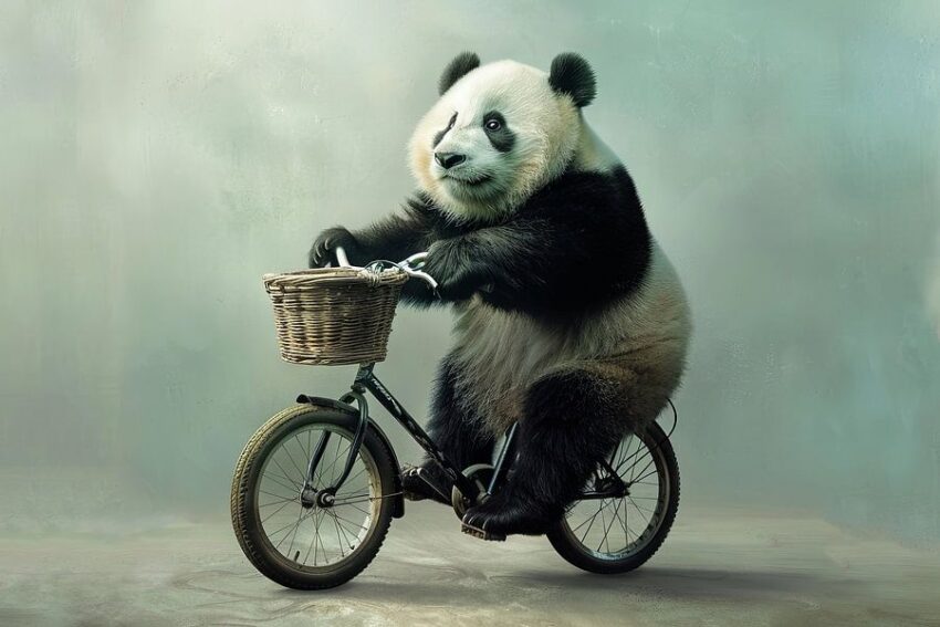 Panda auf Fahrrad