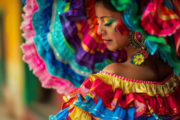 Tanzenden Frau in mexikanischer Tracht