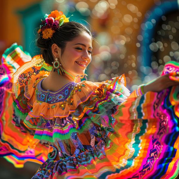 Tanzenden Frau in mexikanischer Tracht