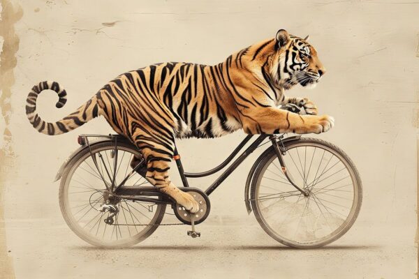 Tiger auf Fahrrad