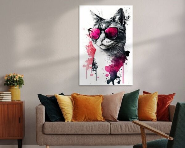 Trendige Katze mit Pinker Sonnenbrille