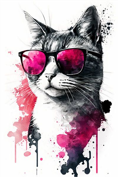 Trendige Katze mit Pinker Sonnenbrille