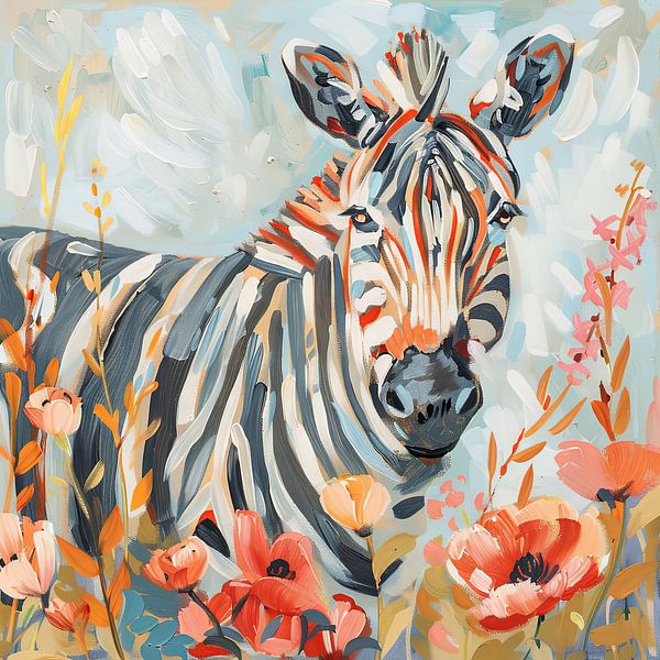 Zebra mit Blumen