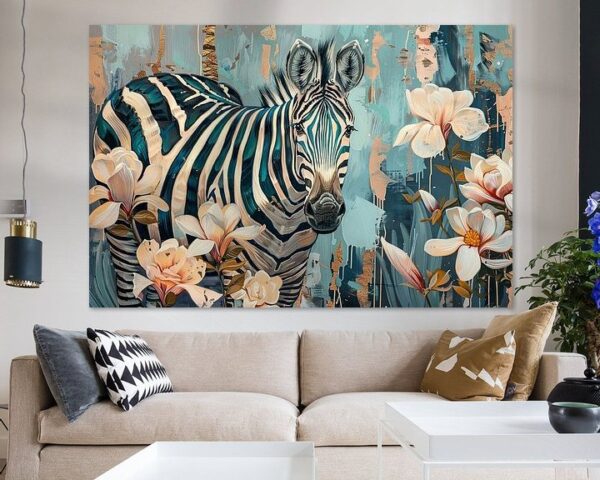 Zebra mit Blumen