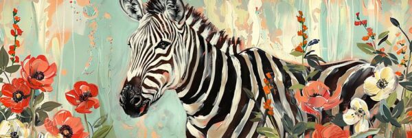 Zebra mit Blumen