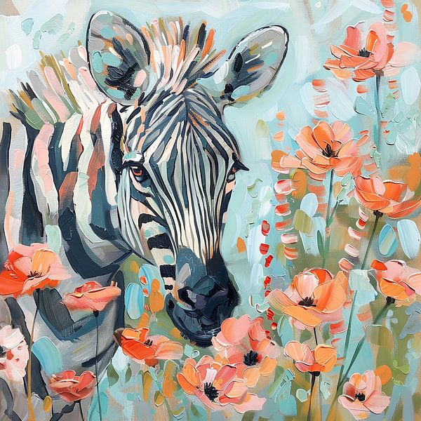 Zebra mit Blumen