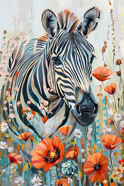 Zebra mit Blumen