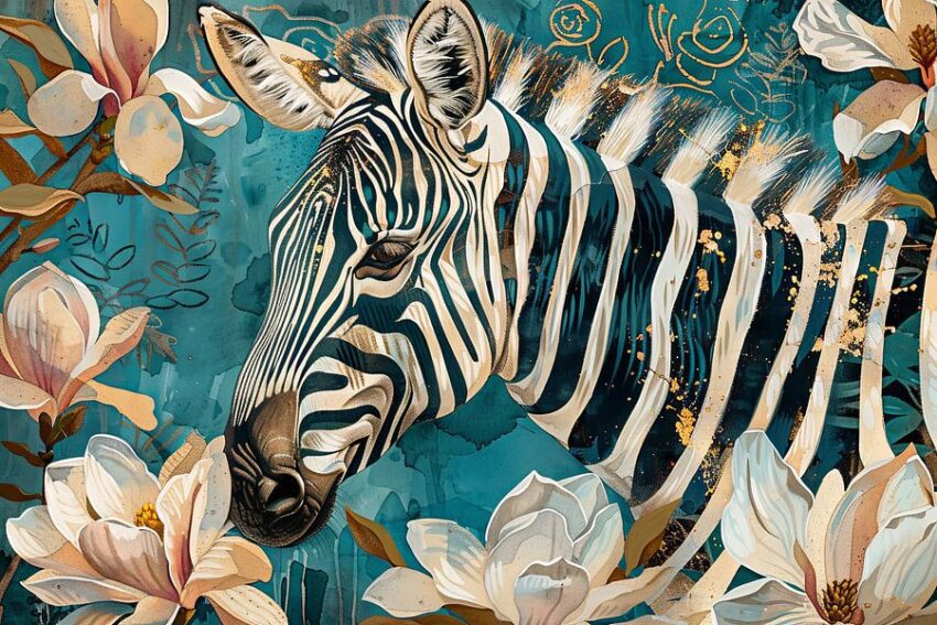 Zebra mit Blumen