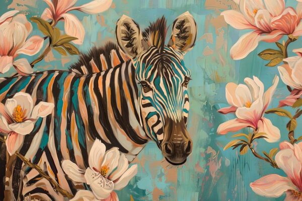 Zebra mit Blumen