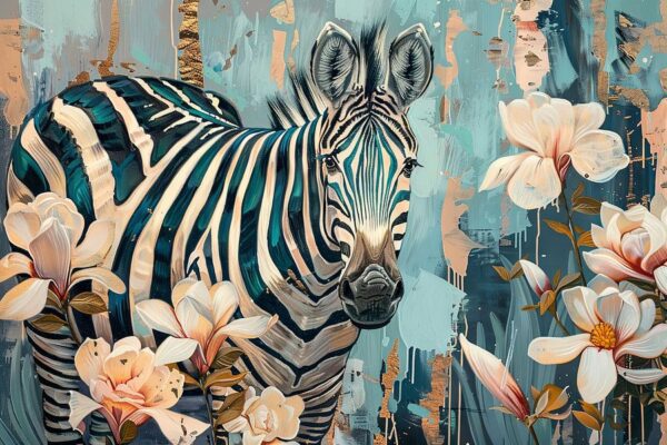 Zebra mit Blumen