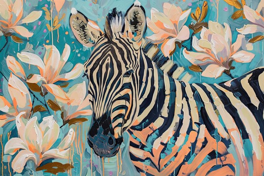 Zebra mit Blumen