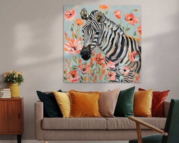 Zebra mit Blumen