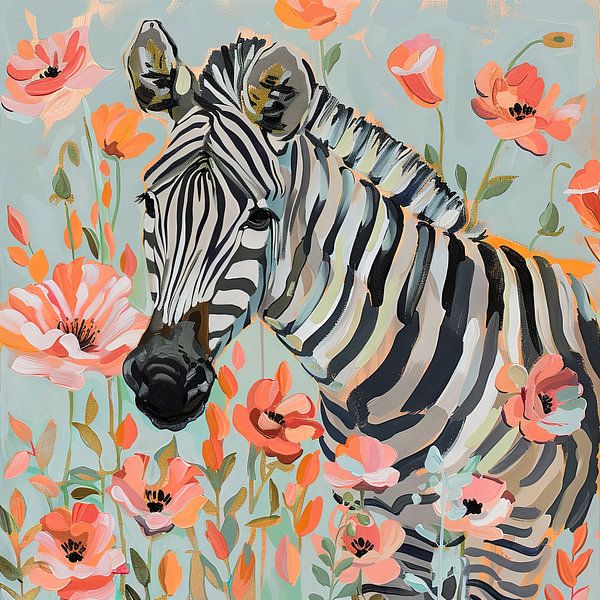 Zebra mit Blumen