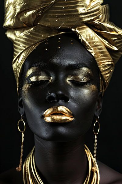 Afrikanische Frau in Gold