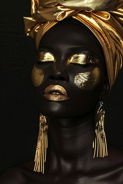 Afrikanische Frau in Gold