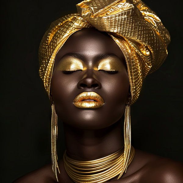 Afrikanische Frau in Gold