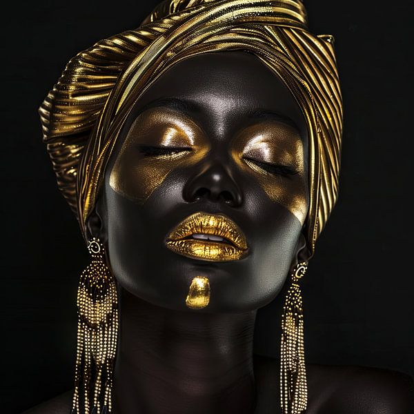 Afrikanische Frau in Gold