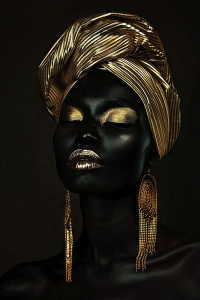 Afrikanische Frau in Gold