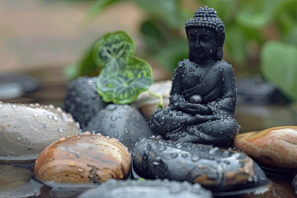 Buddha-Statue in Zen-Garten