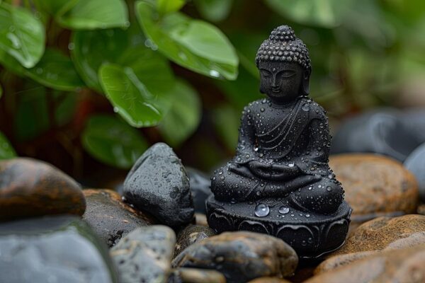 Buddha-Statue in Zen-Garten