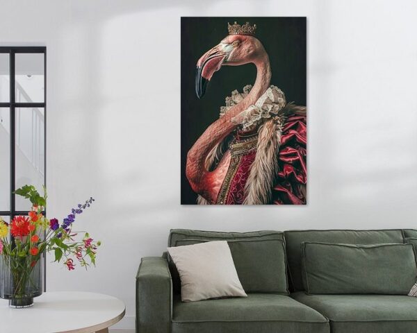 Flamingo - Barock-Tierportrait mit Krone