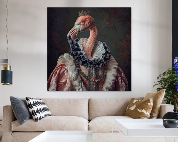 Flamingo - Barock-Tierportrait mit Krone