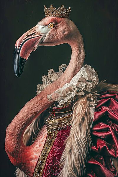 Flamingo - Barock-Tierportrait mit Krone