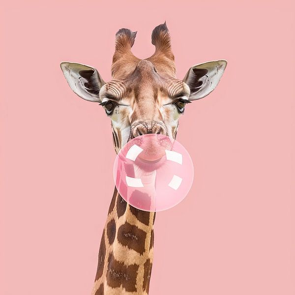 Giraffe mit Kaugummi Pop Art