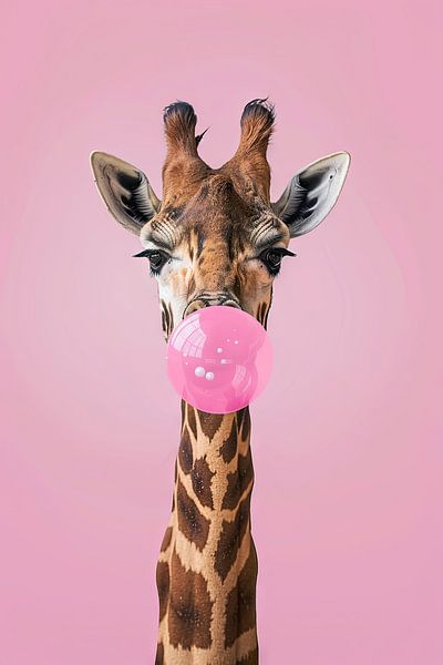 Giraffe mit Kaugummi Pop Art