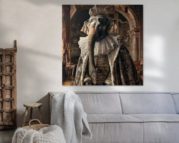 Königlicher Elefant - Majestätisches Barock-Tierportrait mit Krone