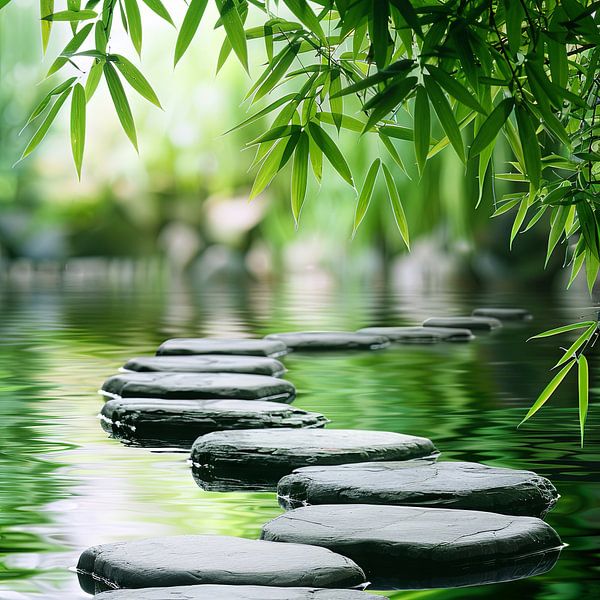 Meditative Steine im Wasser