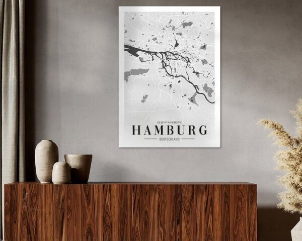 Minimalistische Hamburg Karte - Kunstvolles Stadtposter für Ihr Zuhause