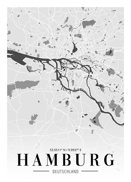 Minimalistische Hamburg Karte - Kunstvolles Stadtposter für Ihr Zuhause