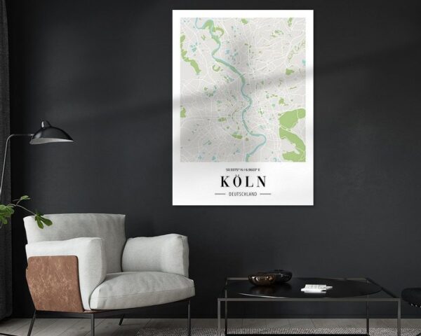 Minimalistische Köln Karte - Kunstvolles Stadtposter für Ihr Zuhause