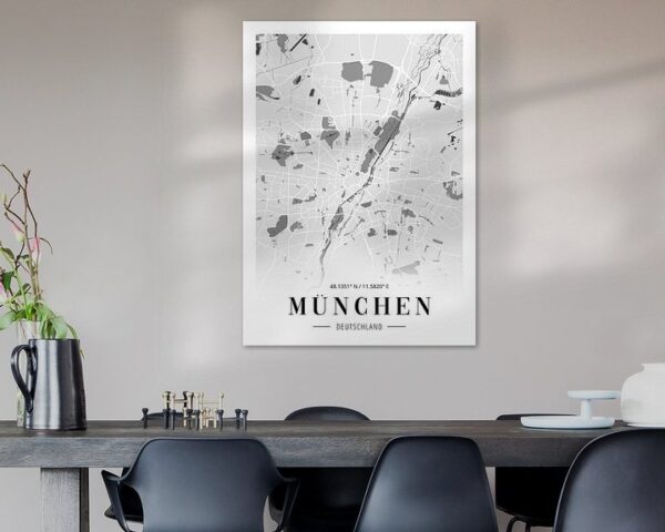 Minimalistische München Karte - Kunstvolles Stadtposter für Ihr Zuhause