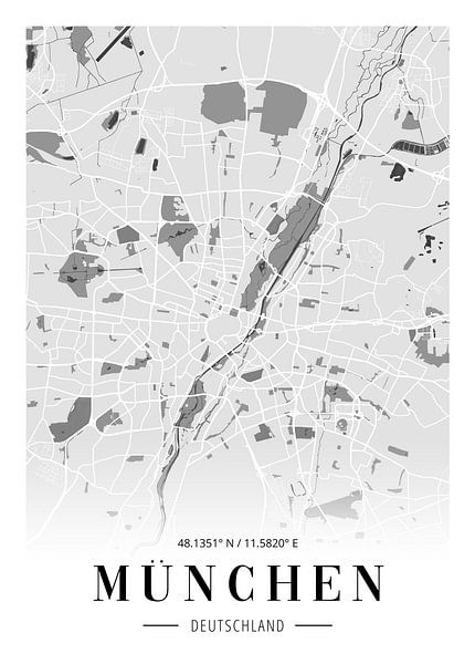 Minimalistische München Karte - Kunstvolles Stadtposter für Ihr Zuhause