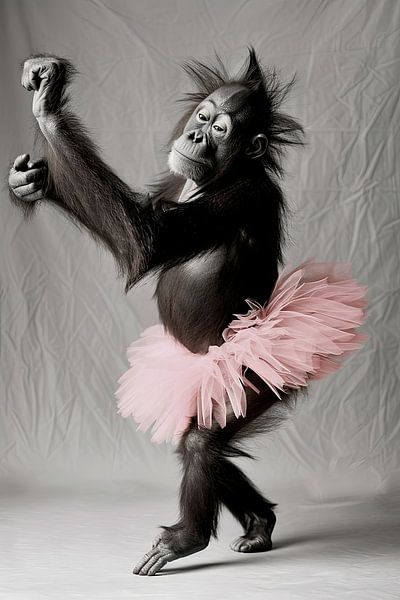 Orang-Utan im rosa Ballett-Tutu