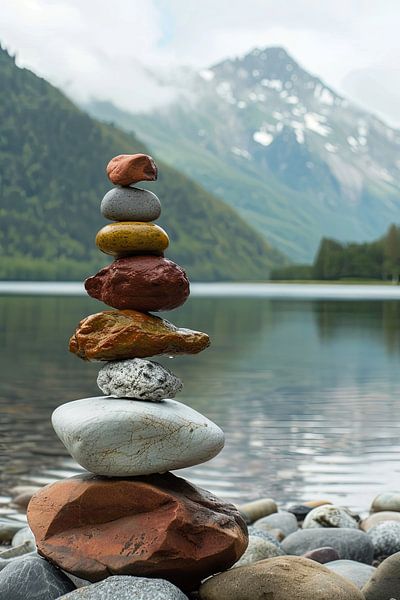 Zen Balance - Meditative Steintürme am Wasser