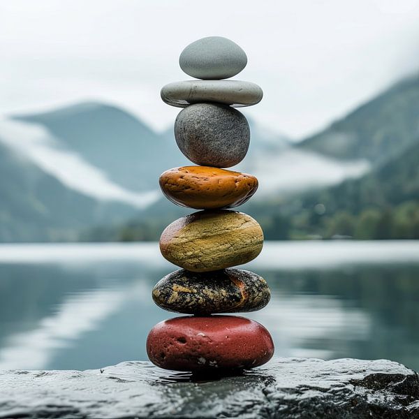 Zen Balance - Meditative Steintürme am Wasser