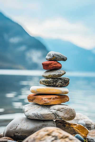 Zen Balance - Meditative Steintürme am Wasser