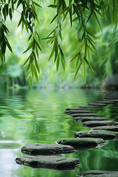 Zen-Garten – Meditative Steine im Wasser