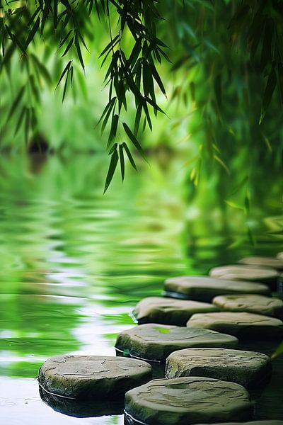 Zen-Garten – Meditative Steine im Wasser