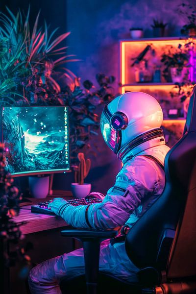 Astronaut im digitalen Universum