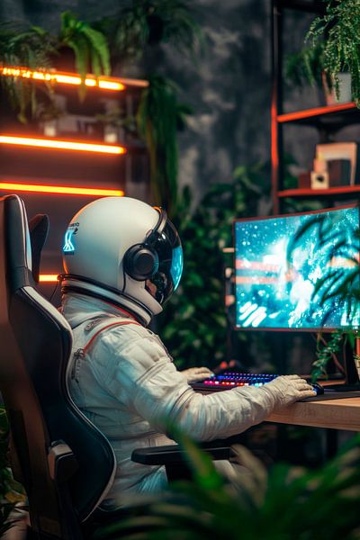 Astronaut im Gamer-Paradies