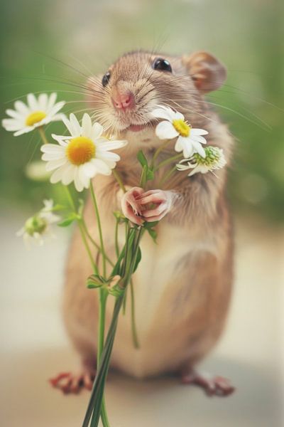 Blühende Freude mit einem Hamster