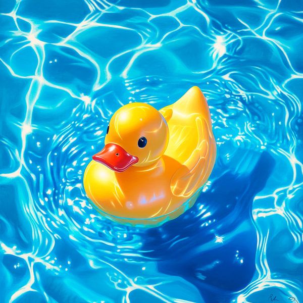 Bunte Gummi-Ente im Wasser