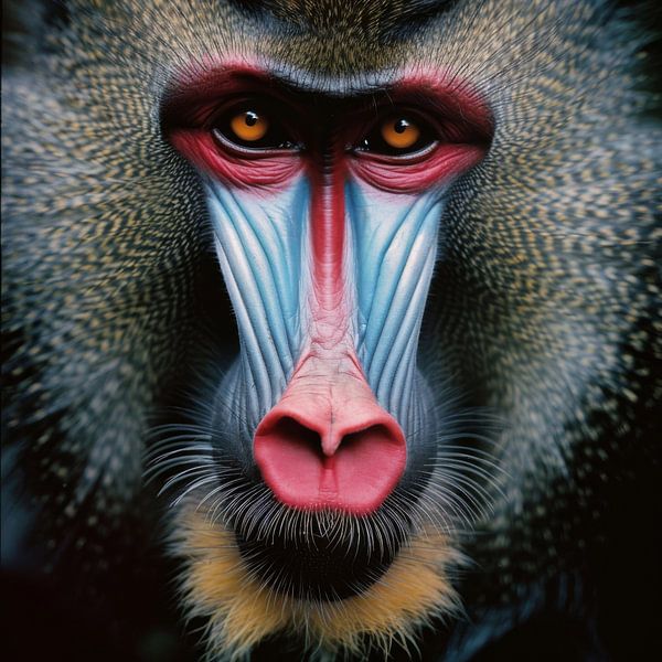 Bunter Blick eines Mandrills