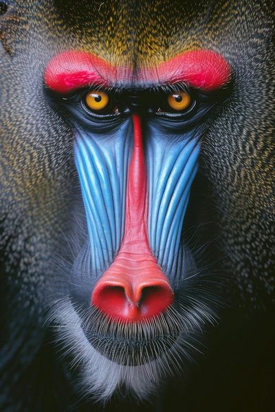 Bunter Kopf eines Mandrills